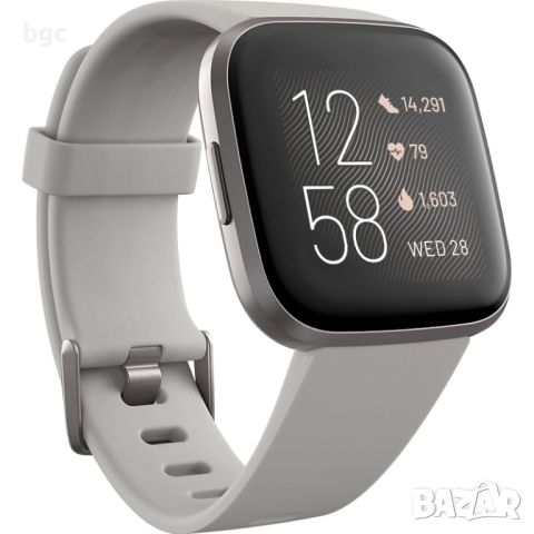 Висок Клас Умен НОВ Часовник Smartwatch Fitbit Versa 2, NFC, Stone/Mist Grey - 24месеца гаранция, снимка 1 - Друга електроника - 46410228