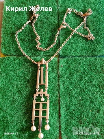 Дизайнерско сребърно колие на марката Misaki с  перли дизайн характерен за Брутализма 23383, снимка 6 - Колиета, медальони, синджири - 54037201