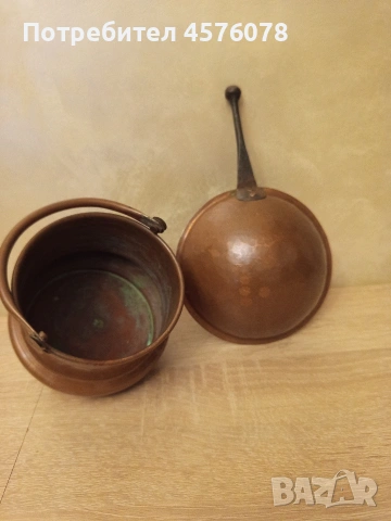 декоративен комплект от бакърени менче и черпаче