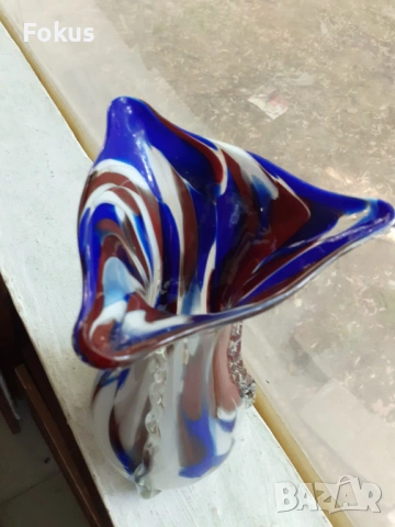 Прекрасна голяма ваза Мурано - Murano, снимка 5 - Антикварни и старинни предмети - 53423253