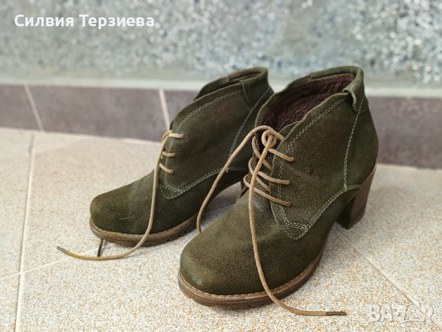 Обувки тъмнозелен велур 38, снимка 2 - Дамски ежедневни обувки - 45020145