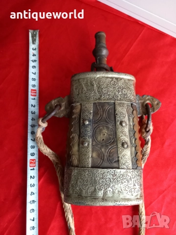 19Век ОСМАНСКА Барутница, Барутник, Сребро, Кост , Бронз, снимка 6 - Антикварни и старинни предмети - 52488973