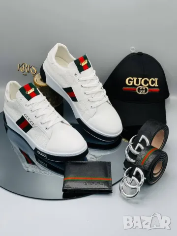 мъжки маратонки, шапка, портмоне и колан gucci , снимка 5 - Маратонки - 46843391