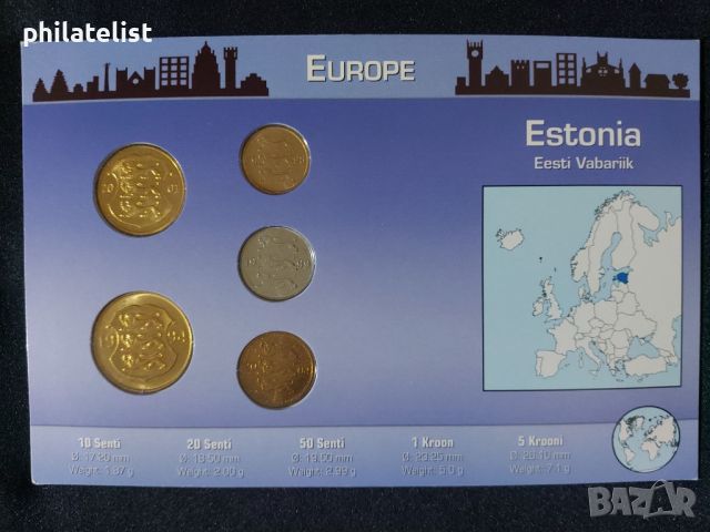 Комплектен сет - Естония 1994 - 2004 , 5 монети, снимка 2 - Нумизматика и бонистика - 45099751
