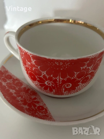 Старинен Съветски порцеланов сервиз за чай/кафе , снимка 8 - Сервизи - 54098242