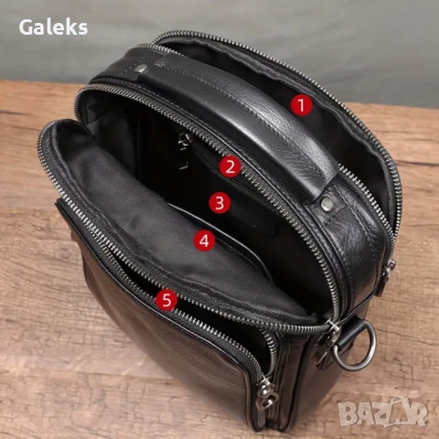  Мъжка ултра/луксозна, премиум кожена чанта /Черна естествена кожа!, снимка 8 - Чанти - 50443577