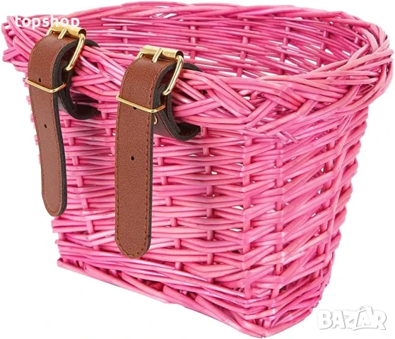 Чисто нова ратанова плетена кошница за кормило на велосипед