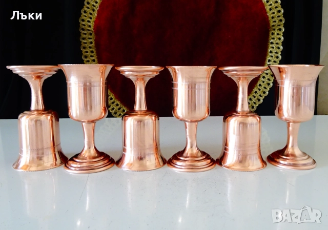 Медни чаши за ракия,чиста червена мед,на столче. , снимка 8 - Антикварни и старинни предмети - 52203905