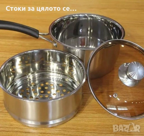 Касерола и тенджера-касерола за готвене на пара 19см, снимка 2 - Съдове за готвене - 52582507