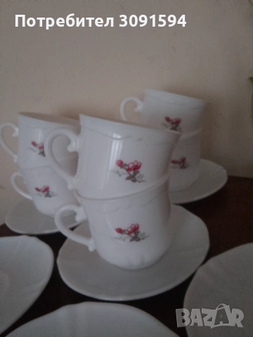 Сервиз 6 чаша и чинийки Arcopal Francee , снимка 6 - Сервизи - 53831075