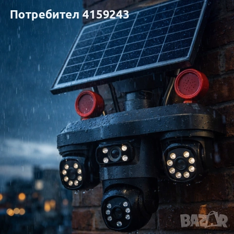 Соларна камера LYLU със SIM карта, 4 лещи и 26 диода – интелигентна защита без ограничения, снимка 3 - HD камери - 53801347