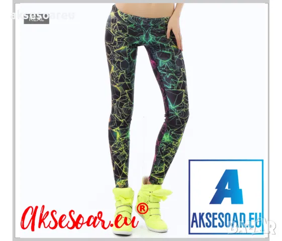 Дамски нов висококачествен шарен цветен печатан клин Нова мода за жени и момичета 3D Печатни цветни , снимка 12 - Клинове - 50418891