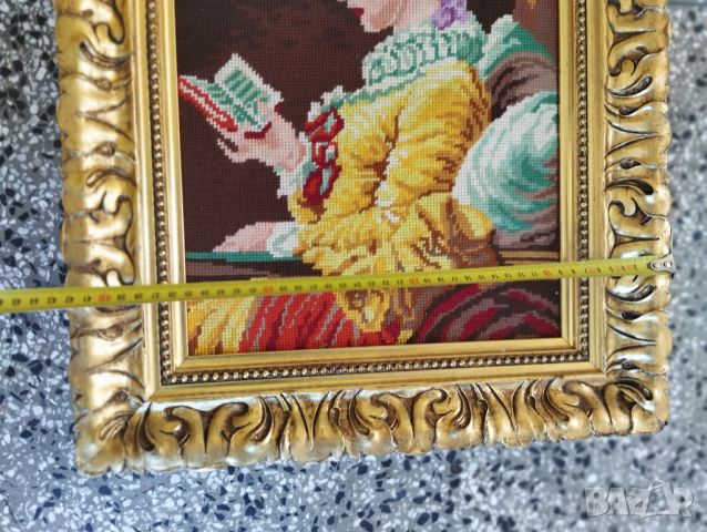 Картина тип гоблен-момичето с книгата, снимка 3 - Други ценни предмети - 45494946