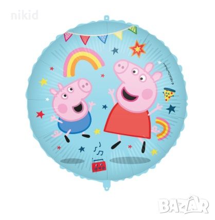 Пепа Пиг peppa pig различни кръгъл фолио фолиев балон хелий и въздух парти рожден ден, снимка 6 - Други - 26907098