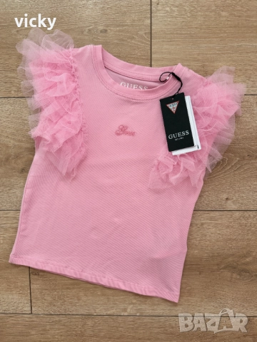 Детска тениска в розово Guess, размер 96-104см, снимка 2 - Детски тениски и потници - 51790953