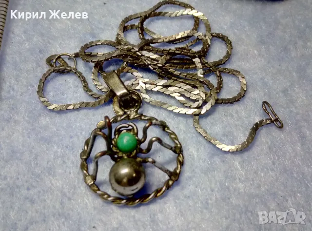 ФИГУРАЛЕН МЕДЕН НИКЕЛИРАН ПЕНДАНТ ПАЯЧЕ със СРЕБЪРНА ВЕРИЖКА СРЕБРО 900 с НУЖДА от ЗАКОПЧАЛКА 49789, снимка 2 - Колиета, медальони, синджири - 50416521