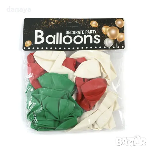 5878 Балони Бяло зелено червено, 30 броя, снимка 2 - Декорация за дома - 50194871