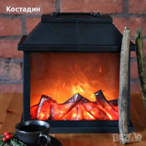 Декоративен LED фенер - камина, снимка 1