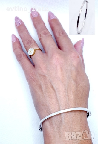 Златни твърди гривни , бяло злато -14К, снимка 6 - Гривни - 38257285