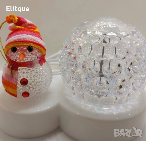 Коледна LED лампа сфера с коледна фигура на Снежен човек и многоцветна светлина