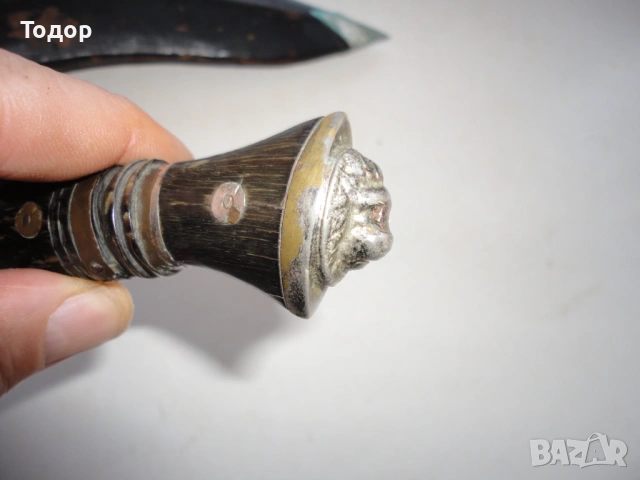 Стар нож кукри рог с кания , снимка 6 - Ножове - 54095735