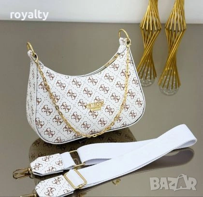 Guess Нова Бяла Дамска Кожена Чанта Гес 