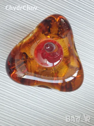 Murano стъклена фигура 19см-2кг/италианска абстрактна ябълка от Мурано стъкло, снимка 4 - Статуетки - 50372674