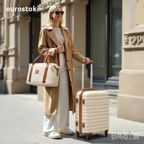 Комплект Coolife, 3 части, багажен куфар с твърда страна и TSA заключване с въртящи се колелца, снимка 7 - Куфари - 51488466