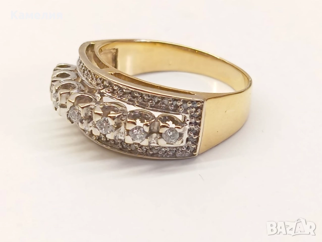 Златен пръстен с брилианти. , снимка 5 - Пръстени - 52776319