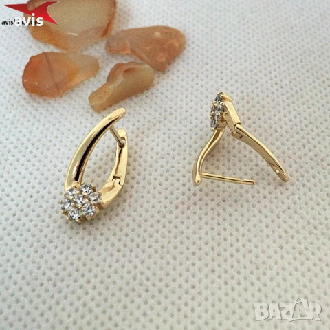 Обеци с 14К златно покритие 2141844, снимка 2 - Обеци - 52926561