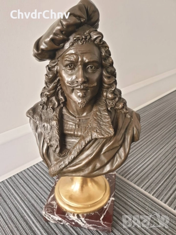 29см-3кг Belleuse статуетка/френска бронзова скулптура/фигура-бюст на Рембранд