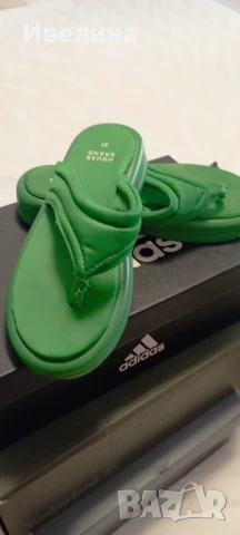 Зелен сатен, с платформа, 37 размер, 15 лв