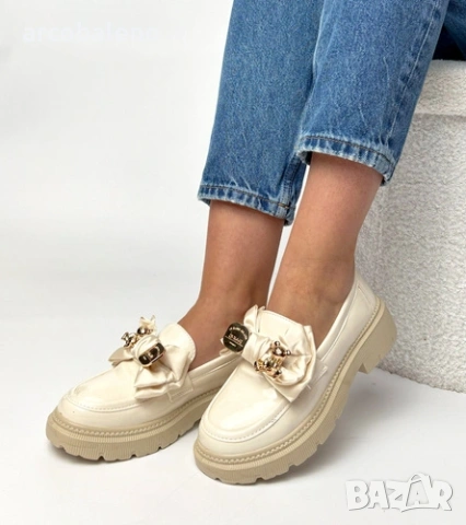 Дамски бежови мокасини с декорация Isabella, снимка 5 - Дамски ежедневни обувки - 53714666