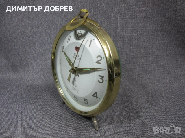 СТАР РЕТРО СОЦ НАСТОЛЕН МЕХАНИЧЕН ЧАСОВНИК БУДИЛНИК FIVE RAMS CHINA, снимка 2 - Антикварни и старинни предмети - 54276552