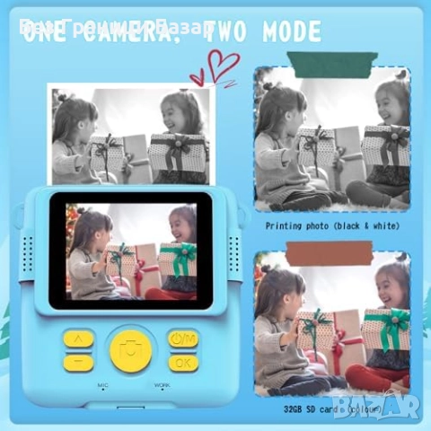 Нова Камера за незабавен печат с 3 ролки хартия Фотопринтер фотоапарат, снимка 4 - Други - 51487538