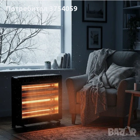 Отоплителна печка Rosberg R51972E с 4 кварцови реотана, 2400W – бързо, ефективно и безопасно отоплен, снимка 3 - Отоплителни печки - 53153784