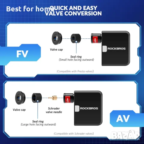 Мини електрическа велосипедна помпа ROCKBROS, снимка 7 - Аксесоари за велосипеди - 50043586