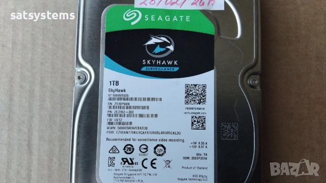 Хард диск Seagate SkyHawk Surveillance ST1000VX005 1TB SATA 6.0Gb/s, снимка 3 - Твърди дискове - 53669539