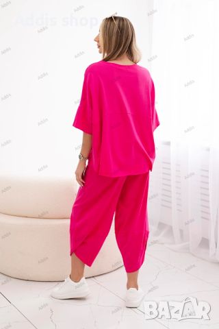 Дамски памучен комплект блуза + панталон, 3цвята , снимка 4 - Комплекти - 45656883