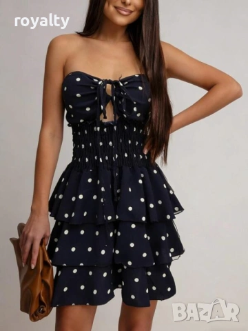Черна Къса Рокля на Точки