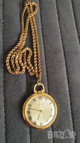 Немски джобен механичен позлатен часовник Osco, снимка 2 - Антикварни и старинни предмети - 46409693