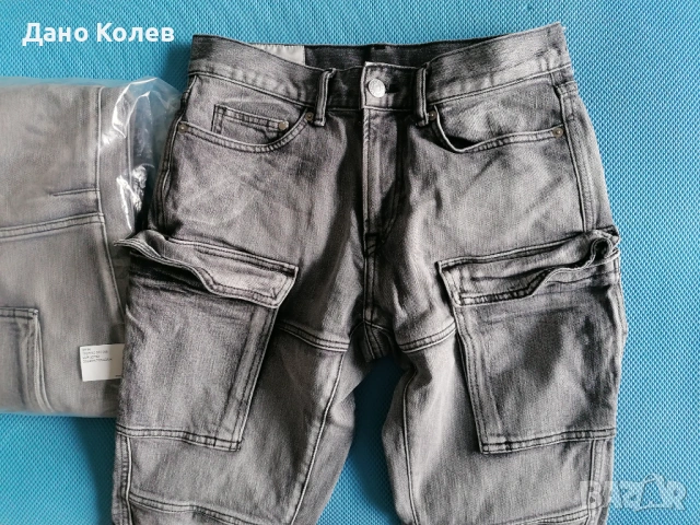 Мъжки Slim Cargo Jeans [H&M] [Размер: 28/30] [Цвят: Сив], снимка 4 - Дънки - 53882791