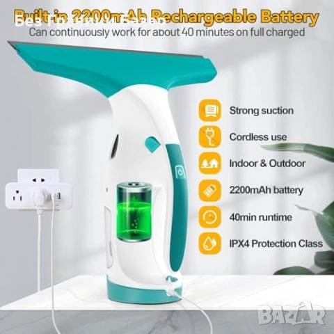 Нов Безжичен вакуум за стъкла огледала баня с 2 микрофибърни кърпи 270мл, снимка 3 - Други стоки за дома - 53813772