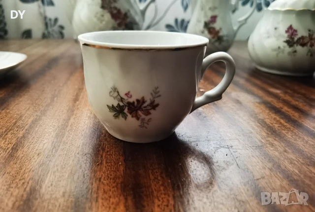 Нов Порцеланов сервиз за кафе 17 части есенни листа, снимка 2 - Сервизи - 51143312