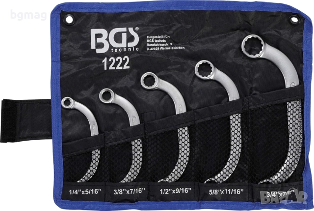 BGS 1222 комплект звездогачени ключове,с огънат "С" образен профил, инчови размери, 5 , снимка 3 - Гедорета - 51897639