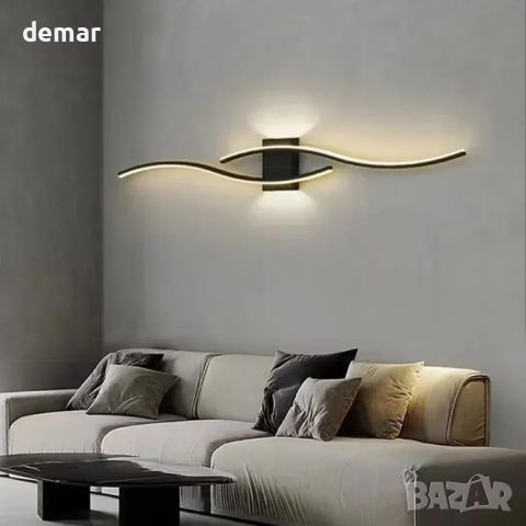 Красива модерна LED стенна вътрешна лампа, 27W LED топло бяло 3000K, 5,5 * 14 * 89 cm, черна ; бяла, снимка 3 - Лед осветление - 46448643