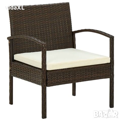 vidaXL Градински стол с възглавница, полиратан, кафяв(SKU:45794, снимка 1 - Градински мебели, декорация  - 46241037