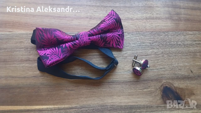 НОВО Папионка от 100% коприна с копчета за ръкавели, снимка 2 - Други - 50568430