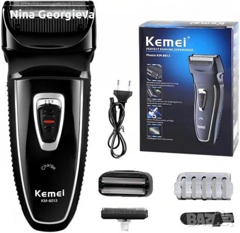 Тример за мъже Kemei KM-8013 с миеща се глава, Черен, снимка 5 - Тримери - 53874364
