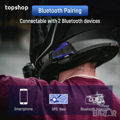 НОВИ LEXIN 2 бр. B4FM за 10 водача Bluetooth интеркоми за каска със споделяне на музика..., снимка 6 - Аксесоари и консумативи - 50452913